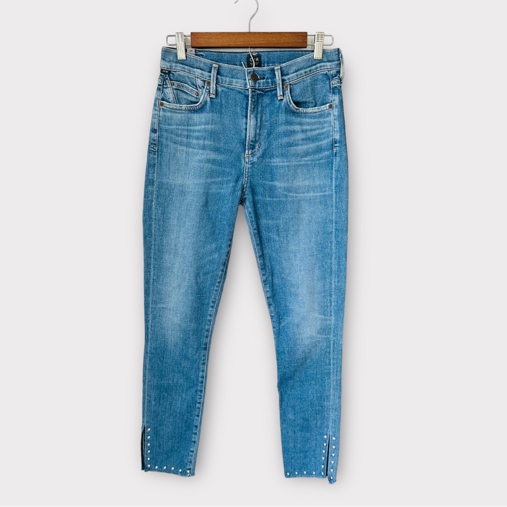 Citizens of Humanity Rocket High‎ Rise Skinny Pearl Embellished Split Hem Jeans